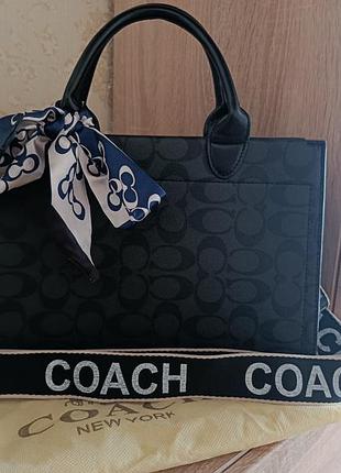 Сумка жіноча coach чорна, вміщує формат а4