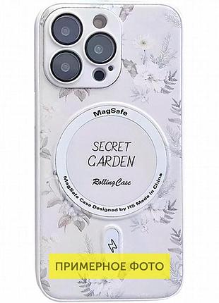 Tpu+pc чехол secret garden with magnetic fit для apple iphone 16 (6.1") white