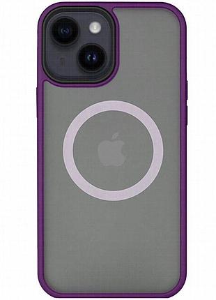 Tpu+pc чехол metal buttons with magnetic fit для apple iphone 13 / 14 (6.1") темно-фиолетовый / dark purple