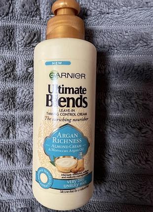 Крем для волосся garnier ultimate blends leave-in gaining control cream argan richness almond cream 4