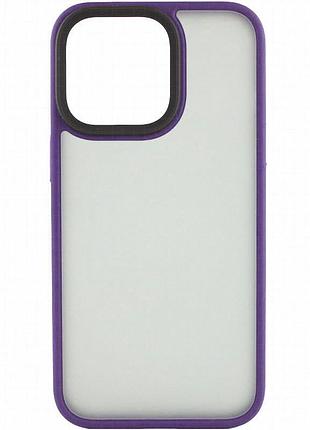 Tpu+pc чехол metal buttons для apple iphone 14 pro max (6.7") темно-фиолетовый / dark purple