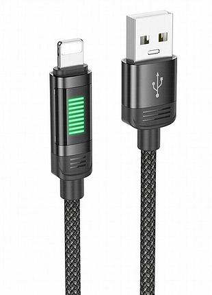 Дата кабель hoco u126 lantern 2.4a usb to lightning (1.2m) black