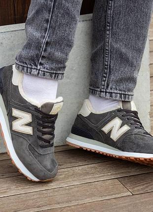 Женские кроссовки new balance 574 winter suede dark grey / smb+ 🔗