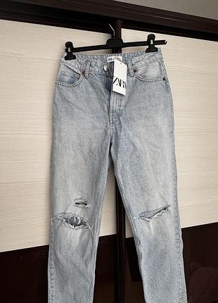 Джинси жіночі zara mom рвані блакитні s
