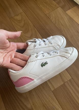 Кеди дитячі lacoste білі з рожевим