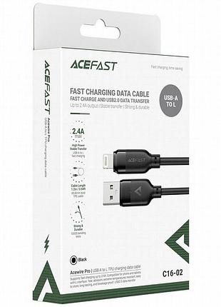 Дата кабель acefast c16-02 usb to lightning 2.4a (1.2m) black 2