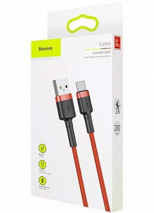 Дата кабель baseus cafule usb to type-c cable 2a (2m) (catklf-c) красный 5