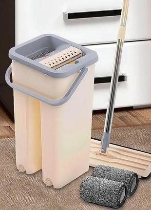 Швабра с ведром и самоотжимом триумф, spin mop scratch cleaning 360, швабра лентяйка