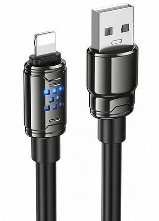 Дата кабель hoco u143 joy usb to lightning 2.4a (1.2m) black