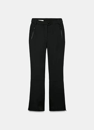 Штани flare water resistant windproof recco® technology ski collection zara, чорні гірськолижні штани zara 6