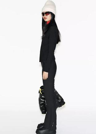 Штани flare water resistant windproof recco® technology ski collection zara, чорні гірськолижні штани zara 4