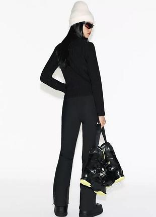 Штани flare water resistant windproof recco® technology ski collection zara, чорні гірськолижні штани zara 3