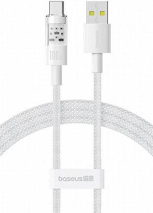 Дата кабель baseus gem fast charging usb to type-c 100w (2m) (p10373002111) moon white