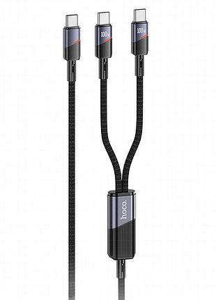 Дата кабель hoco u139 2in1 type-c to type-c/type-c 100w (1.2m) black