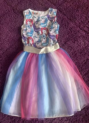Сукня для дівчинки з принтом my little pony та різнокольоровою спідницею