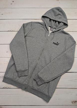 Мужская утепленная толстовка puma оригинал соп худи на флисе пума кофта с капюшоном на молнии
