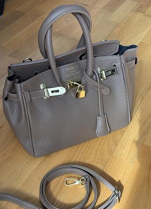 Сумка жіноча hermes birkin style коричнева, тауп