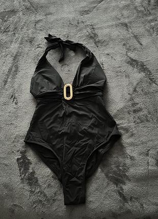 Жіночий суцільний купальник zara чорний