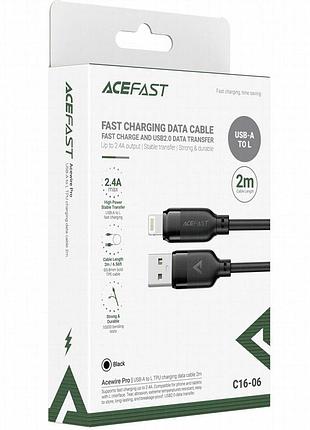 Дата кабель acefast c16-06 usb to lightning 2.4a (2m) black 5