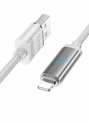 Дата кабель hoco u127 power usb to lightning (1.2m) silver / gray