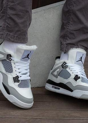 Чоловічі кросівки nike air jordan retro 4 fur military black / smb+ 🔗