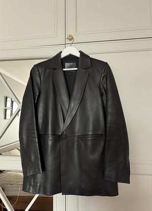 Піджак жакет шкіряний чорний massimo dutti