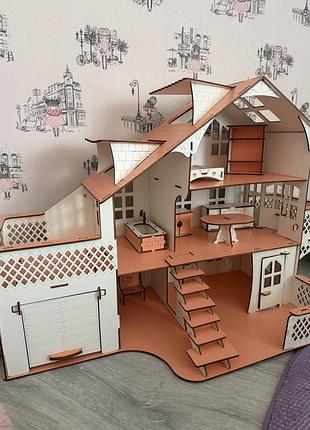 Ляльковий будиночок для дівчинки з меблями та освітленням