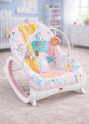 Детское кресло-качалка fisher price / детский шезлонг с музыкальной подвеской и регулируемой спинкой