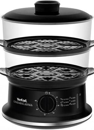 Пароварка tefal convenient, 900вт, чаша-2.9/3.1л, резервуар для води -1.5л, механічне керув., пластик, чорний
