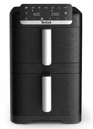 Мультипіч tefal easy fry crispy stack, 2700вт, чаша-6+4л, сенсорне керув., 2 чаши, гриль, пластик, чорний