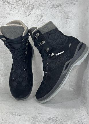 Жіночі чорні замшеві термо черевики lowa calcetta gore tex