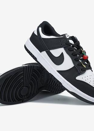 Кроссовки nike sb dunk low black white charm арт 0458