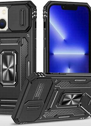Ударопрочный чехол camshield army ring для apple iphone 15 (6.1") черный / black