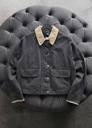Жіноча укорочена куртка з вощеного котону на підкладці з вельветовим коміром s m l