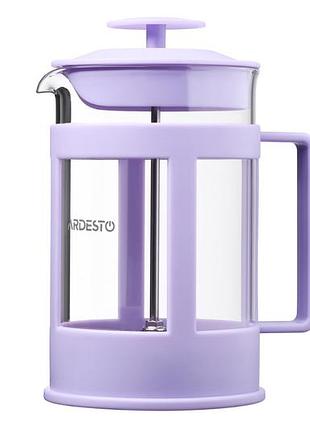 Френч-прес ardesto fresh, 800 мл, ліловий, пластик, скло