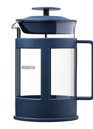 Френч-пресс ardesto fresh, 800 мл, синий, пластик, стекло