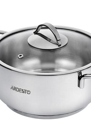 Кастрюля ardesto black mars, стеклянная крышка, 3 л, нержавеющая сталь