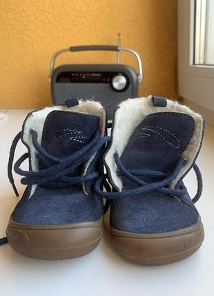 Утеплені дитячі barefoot-черевички для перших кроків tikki (замша/вовна), синього кольору, розмір eu 19 (12,3 см)