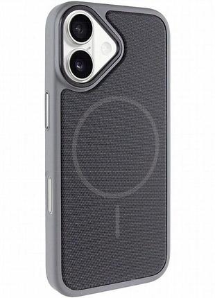 Чехол pc textile hybrid with magnetic fit для apple iphone 17 (6.3") grey / black