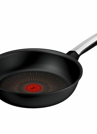 Сковорода tefal excellence fusion,24см, алюминий, нержавеющая сталь, бакелит, черный