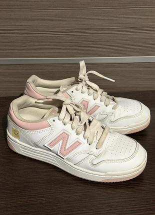 Кросівки жіночі new balance білі, рожеві, розмір 37, устілка 23.5 см, натуральна шкіра