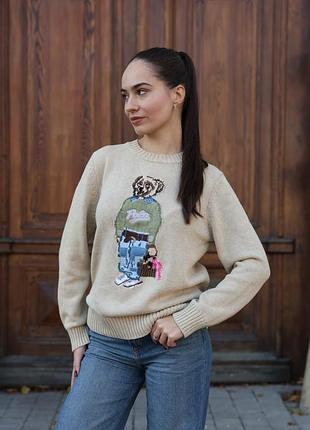 Светр polo bear crewneck sweater beige