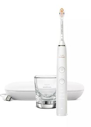 Щетка зубное электричество. philips, sonicare diamondclean 9000 series, 62т. кольев/мин, насадок-1, футляр, bluetooth, белый