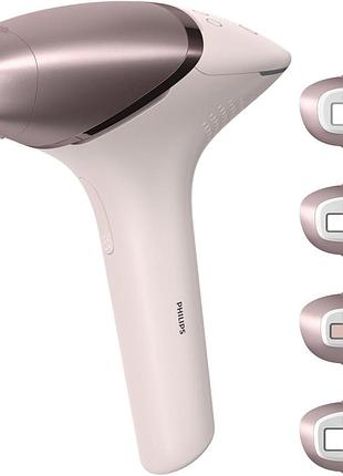 Фотоэпилятор philips lumea ipl 9900 series, аккумуляторный, круговая вспышка.-450000, 2- 4 см2, насадок-4, футляр, розовый
