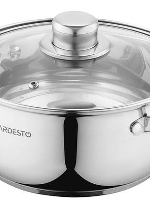 Кастрюля ardesto gemini gourmet aosta, стеклянная крышка, 2.7 л, нержавеющая сталь