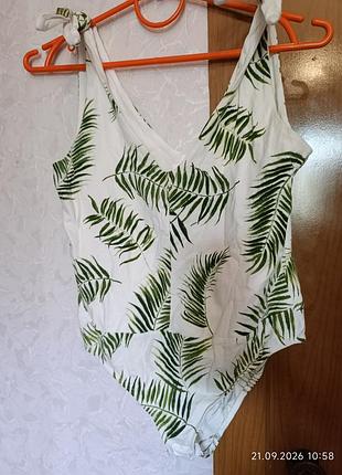 Боді для дівчини h&m біле з принтом листя, розмір m