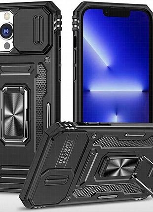 Ударопрочный чехол camshield army ring для apple iphone 15 pro max (6.7") черный / black