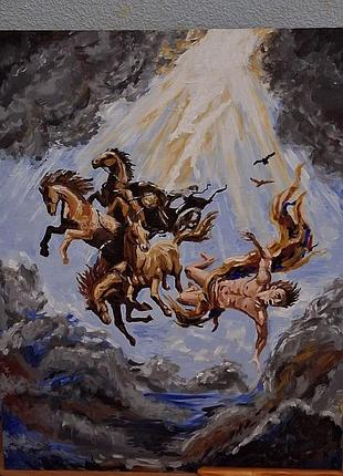 Картина «падение фаэтона» (the fall of phaeton), 30х40 см, авторская живопись