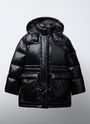 Пуховик для дівчинки zara чорний 2