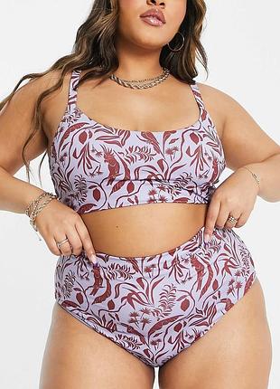 Asos design купальник плавки с высокой талией с принтом "джунгли" размер xl